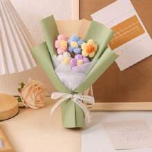 Valentine's Day Gift Graduation Season Gift Creative Mini Knitted Flower Puff Flower Yarn Bouquet Floral Decoration Artificial Flower Bouquet, Creative Mini Bouquet, Graduation, Birthday, Wedding, Decoration Gift Teacher Girlfriend Best Friend - Multicolor - View 24