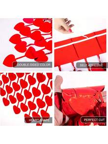 Bộ 2 tấm rèm tua rua hình trái tim màu đỏ, phông nền tua rua hình trái tim, thích hợp trang trí tiệc Valentine, phông nền chụp ảnh bằng rèm tua rua kim loại hình trái tim, cũng thích hợp cho tiệc Valentine, tiệc cưới, lễ kỷ niệm, lễ đính hôn, sinh nhật, lễ tốt nghiệp và các dịp khác. - Đỏ - Xem 8