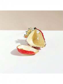 SIQIZHOU 1 hộp đựng trang sức men hình quả dâu tây cổ điển - Hộp đựng đồ du lịch bằng kim loại hình bầu dục có khóa từ tính, hộp đựng bông tai, nhẫn, vòng tay, dây chuyền để bàn di động, trang trí đính đá, hộp quà tặng đựng bông tai, nhẫn cao cấp kiểu INS, hộp đựng đồ trang sức hình răng. - Nhiều màu - Xem 10