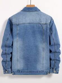 Men Plus All-Season Versatile Casual Denim Jacket - Blue - View 2