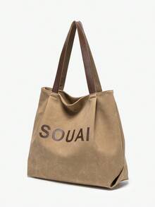 MIYIN Bolsa Tote Retrô com Estampa de Letras na Cor Cáqui, Bolsa Portátil com Zíper, Presente Ideal para Amigas, Bolsa Tote Portátil e Versátil para Professoras, Bolsa de Linho para Agradecimento às Professoras, Presente para Mulheres, Presente para o Dia das Professoras, Bolsa de Ombro Grande em Estilo Retrô, Presente Perfeito para Mulheres, Mães, Professoras, Amigas, Presente de Agradecimento às Professoras, Bolsa Ideal para Compras e Presentes de Fim de Ano para Profissionais, Perfeita para Escritório, Universidade, Trabalho, Negócios, Deslocamento Diário, Atividades ao Ar Livre, Viagens e Passeios.