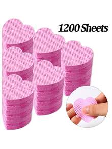 2000/1000/200pcs Nail Cleaning Wipes - Professional Lint-Free Nail Polish Remover Pads, UV Gel Cleansing Tissues, Unscented Manicure Prep And Finishing Cleaning Tool (Heart Shape) - Pink - View 3
