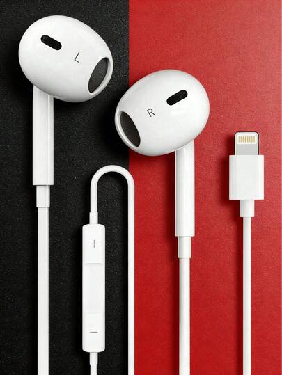 Lightning 接口有线耳机 - 高保真音质，内置麦克风和遥控器，兼容 iPad 和其他带有 Lightning 接口的苹果设备，Lightning 接口入耳式有线耳机，带线控，兼容 14/13/12/11/7/8 Plus/XS，内置遥控器可管理音乐、通话和音量。