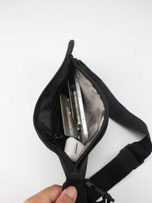 1pc Passport Holder RFID Blocking Waist Pouch, Waterproof Hidden Travel Wallet - Black - View 5