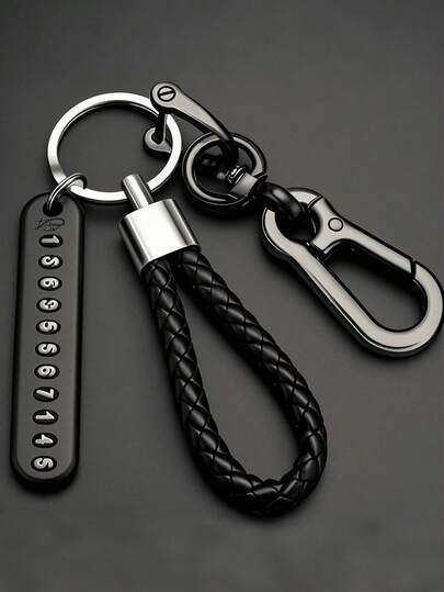 [سلسلة مفاتيح السيارة المضادة للفقدان] سلسلة مفاتيح السيارة المضادة للفقدان مع علامة رقم الهاتف - مصنوعة من مادة السبيكة، تصميم غير منسوج، سهلة العثور على المفاتيح