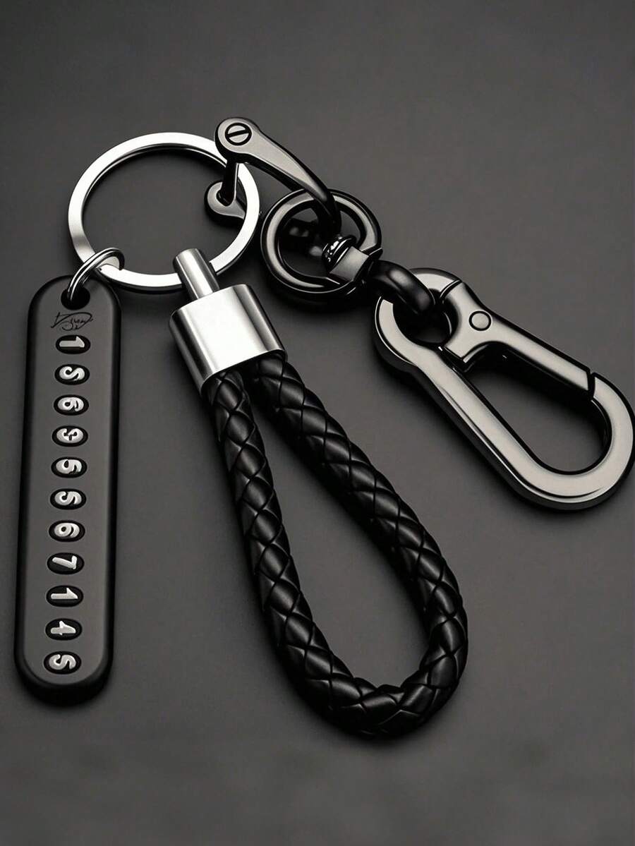 [Anti-Lost Car Key Chain] Anti-Lost Car Key Chain With Phone Number Tag - Made Of Alloy Material, Non-Woven Design, Convenient To Find Keys
