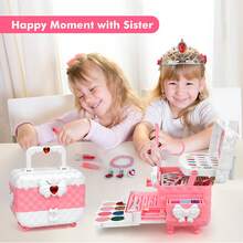 56 PCS Kids Makeup Kit For Girls, Toybundles, Washable Real Makeup Set, Kids Makeup, Kids Jewelry Toys For Girls, Dress-Up Jewelry Set, Princess Jewelry Christmas Birthday Gifts For Girls Ages 3 4 5 6 7 8 9 10 11 12, Kids Toys - 粉色 - 查看 9