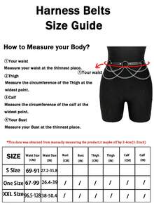 1pc Ladies' Gothic Style Dark Black Adjustable Sexy Cross Chains Waistband Suitable For Halloween Parties And Daily Wear - Black - View 4