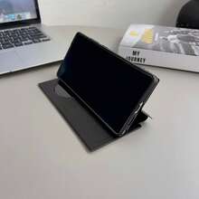 高级智能视窗PU皮革钱包翻盖手机壳,兼容三星Galaxy S25 Ultra S24+ S23 FE S22 Ultra A36 A16 A26 A56,兼容Pixel 8 8A 8PRO 9 9PRO - 带卡槽、可折叠支架、全包防震保护套 - 黑色 - 查看 4