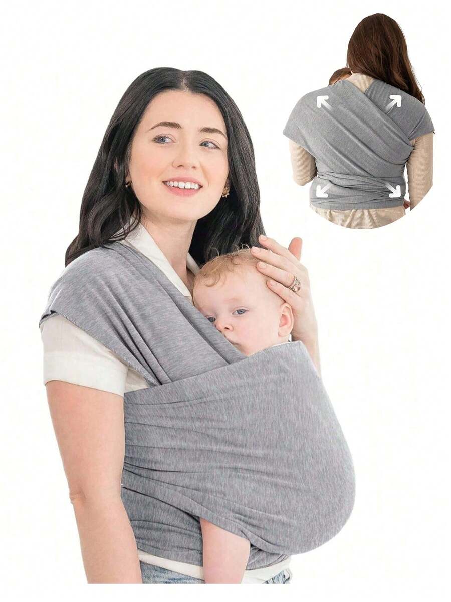 Grey/Pink Baby Wrap Carrier - All In 1 Original Baby Carrier Newborn To Toddler Sling, Easy To Wear, Hands Free Bonding, Lightweight, Breathable Infant Wraps - 淺灰色 - 查看 1