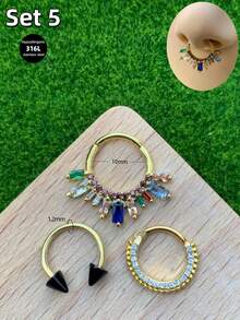 3件套 华丽金色鼻环 熔岩鼻中隔饰品 16G 不锈钢鼻中隔环 心形、花朵、月亮、猫咪、月亮鼻中隔环 穿刺饰品 唇环 鼻中隔卡扣环 和马蹄形杠铃 铰链式鼻中隔环 耳廓、耳屏、耳骨、耳廓内侧、耳软骨耳环 鼻中隔环 穿刺饰品 垂坠式鼻环 圣诞礼物 男女皆宜 10mm 派对约会 日常佩戴 夜间外出 社交聚会 - 金色 - 查看 11