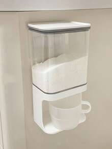 1pc Powder Detergent Storage Box, Transparent Dispenser For Grains And Sundries, Suitable For Storing Red Beans, Bathroom, Kitchen Food, Wall-Mounted Laundry Liquid Dispenser - Multi-Functional Storage, Can Store Laundry Fragrance Enhancer, Comes With Cup - Multicolor - View 14