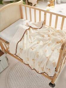 1pc Baby Blanket, Infant Fleece Blanket, Multi-Bear Design, All Season Use, Portable For Newborn, Toddler, Stroller