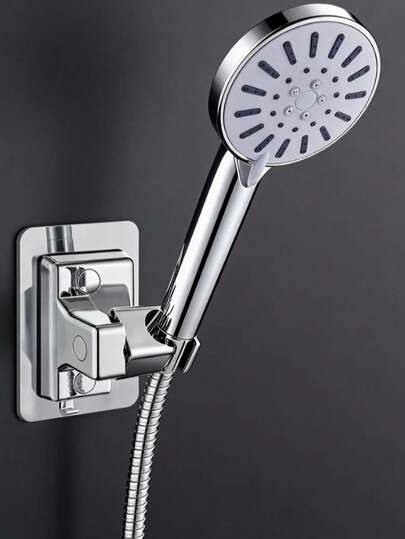 1pc No Drill Bathroom Handheld Shower Head Holder, Wall Mounted With Adjustable Base, Suitable For Handheld Shower. Please Clean And Keep The Surface Dry Before Pasting. Peel Off The Protective Film On The Back, Paste It On The Surface, And Press Firmly To Remove Air. It Is Recommended To Wait 24 Hours For It To Be More Stable And Reliable.