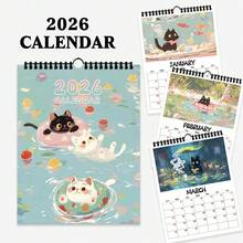 1本2026年挂历，可爱治愈系黑猫系列挂历，12种不同精美图案，2026年挂历，月度计划表，生日、圣诞节、新年完美礼物，包含美国标准版 - 單件 - 查看 6
