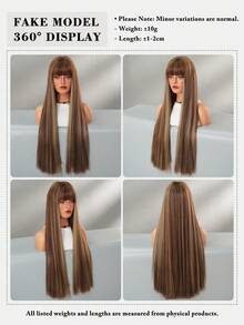 7JHH WIGS 28 Inch Extra Long Straight Highlight Blonde Wig For Women - Elegant Synthetic Straight Wig With Bangs, Premium Synthetic Heat Resistant Fiber Wig For Daily Wear, Cosplay & Party Use, Graduation Gift & Mother's Gift Wig Accessories - 挑染金色 - 查看 5