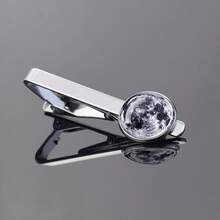 1个彩色满月图案玻璃圆顶领带夹男士领带配件