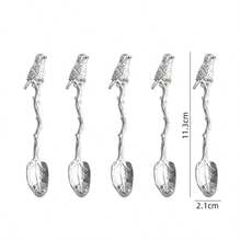 5 Stück zarte Vogel-Zweig Kaffee-Löffel mit langem Griff, vintage Tier-förmiger Tee-Rührlöffel, europäischer Wald-Stil Dessert-/Kuchenlöffel, Haushalts-Tee-Pause Geschirr - Verschiedenfarbig - Übersicht 9