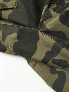 Plus Size Men's Camouflage Multi - Pocket Flap Cargo Pants, Loose Fit Tactical Work Pants For Outdoor Hiking, Hunting, Casual Wear - xanh quân đội - Xem 8