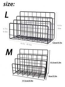 黑色金属丝信件托盘，桌面邮件整理架，收纳篮，装饰性办公文件/资料/信息架，返校必备，学习用品收纳架，展示架，整理架