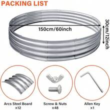 60 Inch Galvanized Steel Fire Pit Ring, 12 Inch Raised Heavy Duty Wood Burning Campfire Ring, Heat Resistant Outdoor Fireplace For Backyard, Patio & Camping - 預設 - 查看 9