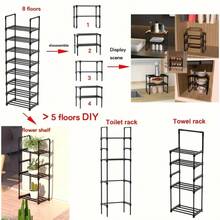 8 Tier Shoe Rack, Floor Standing Shoe Rack, Simple To Assemble Shoe Storage Organizer, Stackable Space Saving Shoe Organizer, Large Capacity Organizer For Multiple Pairs Of Shoes, Living Room Dorm Room Rental Housing - Kệ 8 tầng màu đen - Xem 4