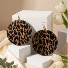 1 Đôi bông tai mặt dây chuyền bằng gỗ in họa tiết da báo, kích thước lớn, phóng đại, thời trang dành cho nữ - Nhiều màu 1 - Xem 7