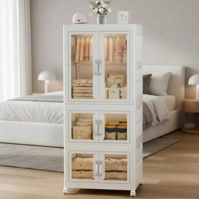 Tanques de almacenamiento apilables con tapa 220L organizador de armario plegable con ruedas para ropa juguetes