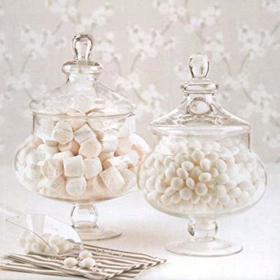 DEENZ Stylish 25CM DECORATIVE GLASS JAR WEDDING TABLE CENTRE PIECE SWEETS CHOCOLATE JAR - White - View 1