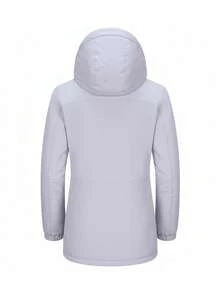 CAMEL CROWN Women's Mountain Snow Waterproof Ski Jacket With Detachable Hood, Windproof Fleece Parka Raincoat Winter Coat - Light Grey - View 7