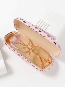 1pc Heart Printed Eyeglasses Case, A Gift For Family And Friends - Pink Heart-057 - View 1