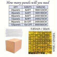 24/36Pcs Gold Silver Shimmer Wall Backdrop Panels, Sequins Backdrop Decoration Panels, Photo Backdrops For Birthday, Anniversary, Wedding Engagement - Vàng - Xem 5