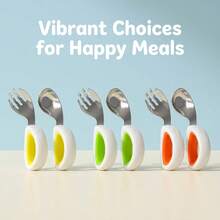 幼儿餐具，316不锈钢儿童勺叉套装，带硅胶手柄，儿童叉勺，可放入洗碗机清洗