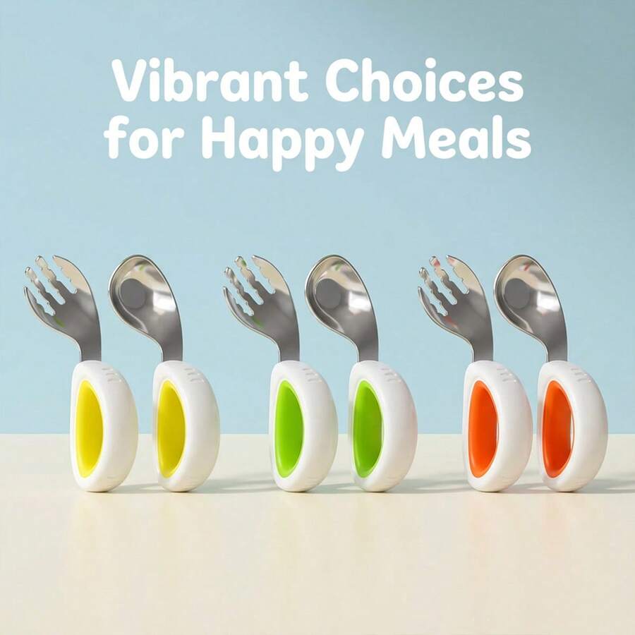 Toddler Utensils, 316 Stainless Steel Kids Spoon And Fork Set With Silicone Handle, Children Forks And Spoons, Dishwasher