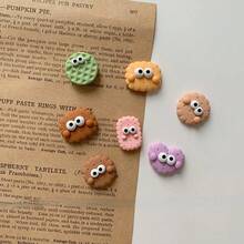 7pcs Cute Eye-Shaped Cookie Fridge Magnets, Whiteboard Message Decor, Personalized Fridge Stickers, Suitable For Kitchen, Office, Whiteboard, Storage Cabinet And Dishwasher, Kitchen Decor, Home Decor, Valentine's Day Gift, Gift For Friends And Relatives - Multicolor - View 1