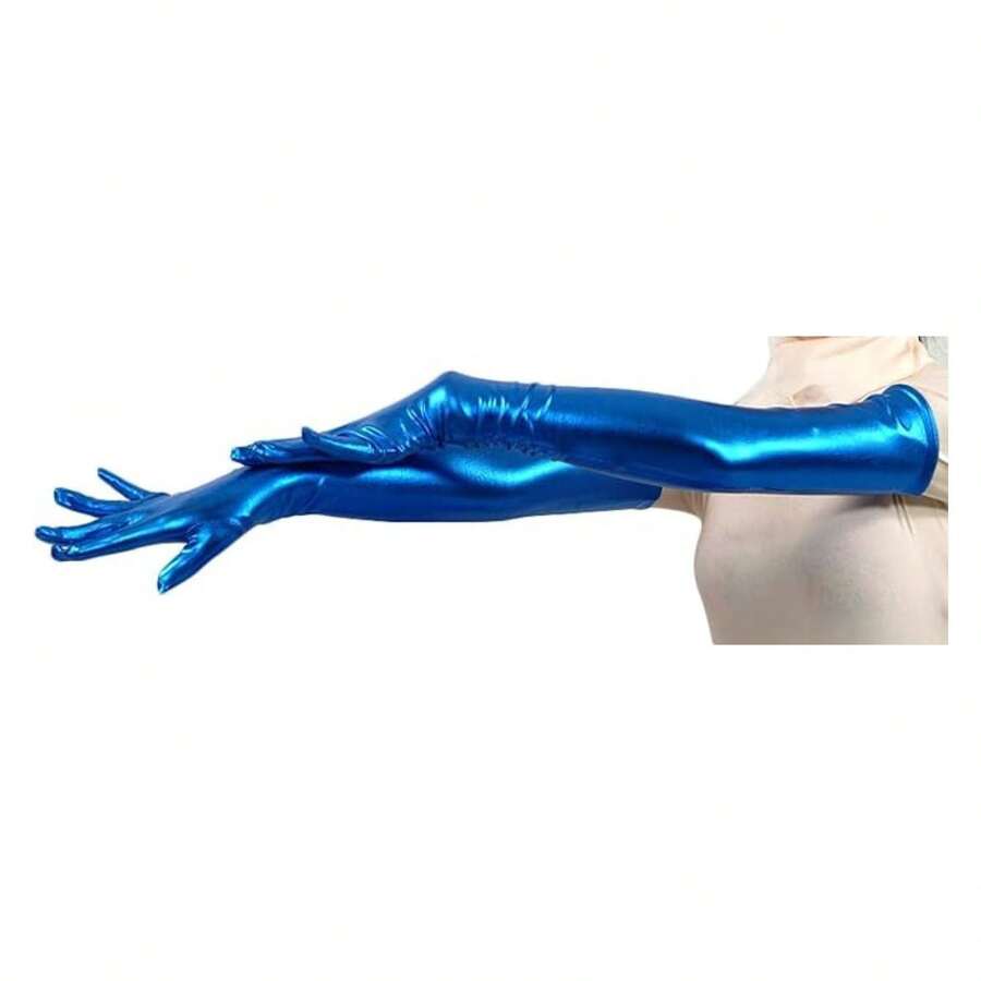 Women's Shiny Metallic Spandex Gloves - Multicolor 342 - View 1