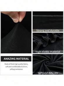 1PC, Milk Thread Booth, Elastic Armrest, Dirt-Resistant And Wear-Resistant, Club Chair Cover, Sofa Cover, Bathtub Chair Cover, Elastic Armchair Cover, Living Room Sofa Cover, Furniture Protective Cover - Black - View 7