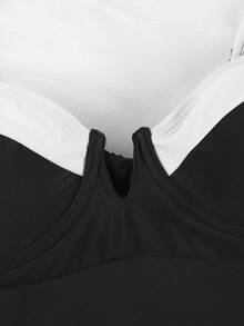 Colorblock V-Wire One-Piece Swimsuit For Women – Tummy Control, High-Cut, Elegant Resort Style - Black - View 6