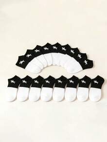 1/5/10 Pairs Women/Men Horse Pattern Color Block Ankle Socks - Fashion Minimalist Casual Comfortable Soft - Suitable For Daily Wear, Sports, Business, Home, College Style