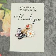10pcs Elegant Butterfly & Daisy Flower Keychain Set, Pocket Thank You Cards, Handbag & Car Key Decor Accessories, Suitable For Men & Women, Butterfly Pendant Gifts For Friends, Family, Appreciation, Party, Holiday Decoration - Multicolor - View 7