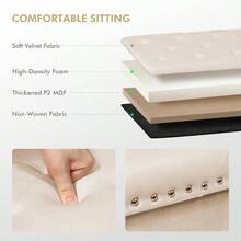 Folding Storage Ottoman Bench Folding Veet Tuffed Foot Rest Stool With Rivet End Of Bed Bench Large Long Shoes Chest For Bedroom Entryway Living Room Beige 41.3 Inches - Beige - View 4