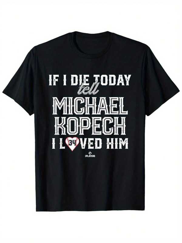 Camiseta de béisbol Michael Kopech Tribute para hombres - Camiseta gráfica "Si muriera hoy, lo amaría" con corazón - Camiseta de béisbol negra para fanáticos, gimnasio, ropa casual - Camiseta de ajuste cómodo para todas las estaciones, mercancía para fanáticos, camiseta de estilo retro, cuello redondo clásico, ropa de gimnasio, camiseta llamativa, tela suave, top de manga corta, entusiastas del deporte