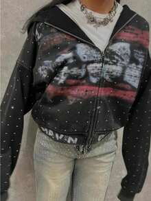 Spring New, The Same  For Men And Women, Digital Printing Polka Dot Zipper Sweater, Casual And Loose - Màu Hồng Tươi - Xem 2