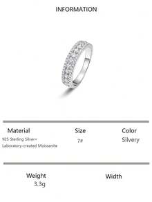 1 Stück S925 Sterling Silber 0,6 Karat Runder Moissanit Luxus Hauptstein mit vollständig eingefasstem Design und mehrschichtigen Akzentsteinen, Unisex Hochzeitsring, geeignet für Hochzeiten und andere Anlässe