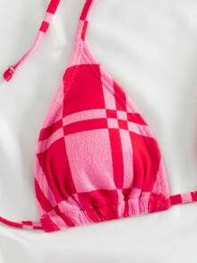 PEPPERMOLLY Bộ bikini gợi cảm buộc dây cổ bằng vải lưới mới, đồ bơi mùa hè cho nữ đi biển. - Màu Hồng Tươi - Xem 5