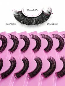 Rikuaild 7 Pairs Russian Faux Mink Lashes, 3D Fluffy Dramatic Eyelashes, Thick & Lengthening Effect, Essential Makeup Item - 眼尾拉長款 - 查看 3