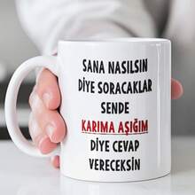 An 11-Ounce Ceramic Mug Featuring The Turkish Phrase "How Are You? I'll Ask My Eyes. You'll Answer With Your Smile." - White Coffee Mug, Dishwasher , Reusable, Ideal Gift For Couples, Perfect For Holidays And Everyday Use. - Multicolor - View 15