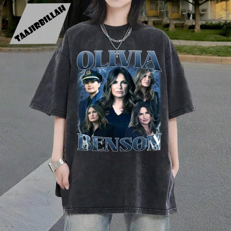 T-shirt vintage des années 90 Olivia Benson, chemise unisexe Law And Order - Noir - Voir 1