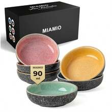 - Set de 6 Mini Cuencos para Dip 90 ml Cuenco para Acompañamientos Cuenco para Salsa de Soja Cuenco para Dip Pequeños Cuencos para Snacks - Colección Las Palmitas - Mezclado - Ver 1