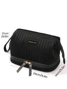 1 st Liss Velvet personlig dubbelskiktad sminkväska, mjuk quiltad multifunktionell handväska sminkväska och necessär, dragkedja, bärbar, moderiktig exklusiv sminkväska, högkvalitativt tyg och dragkedja, lämplig som brudtärnepresent, bröllopspresent, rese-necessär, sminkväska, födelsedagspresent, mors dag-present, affärsresearrangör, skolstart och daglig användning - Multifärgad - Visa 11